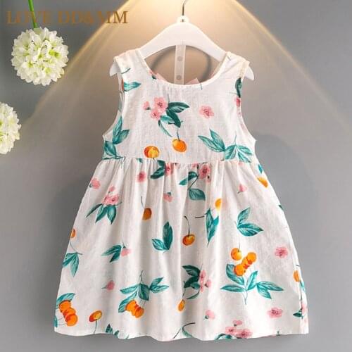 LOVE DD&MM Girls Clothing Dresses Summer New Girl Fashion Sweet Flower Bow Tie Back Dress