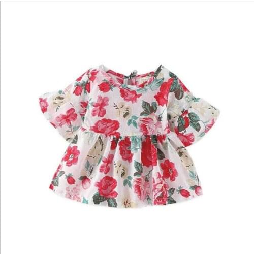 Cute Baby Girls Dress Flower Bell sleeve A -line Dress For Baby Girls Holiday Party Baby Girls Clothing