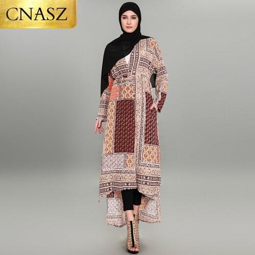 Printing muslim abaya muslim dress Hijab Dress Kimono Robe Dubai font open africa clothing