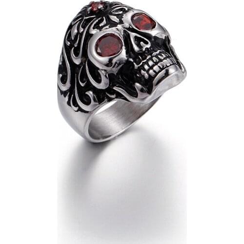 Men titanium steel skeleton ring hot punk rock and roll jewelry
