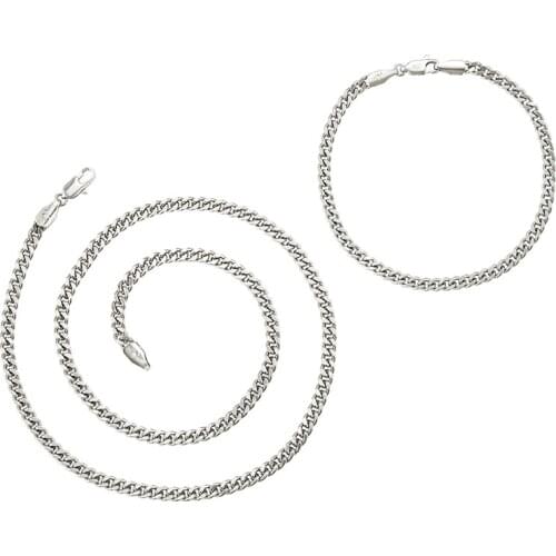 MxGxFam Figaro Necklace and Bracelet Jewelry set for Men White Gold Color Length 45cm 19cm width with Environmental Copper