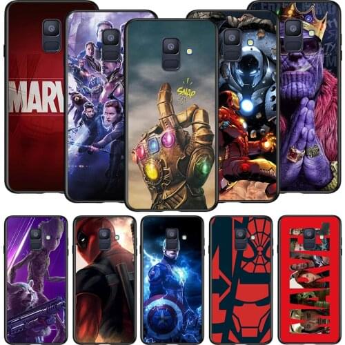 Marvel Avengers Soft TPU For Samsung Galaxy A8 A9 A7 A750 A6 A5 A3 A6S A8S Star Plus 2016 2017 2018 Black Phone Case