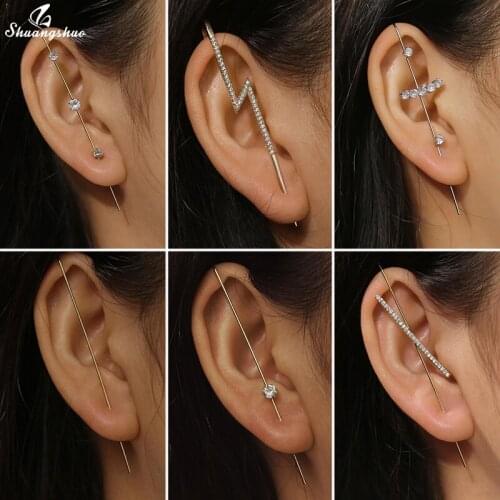 Bohemia Wedding Ear Wrap Crawler Hoop Earring Geometric Crystal Piercing Earrings for Woman Zirconia Climber Earrings Jewelry