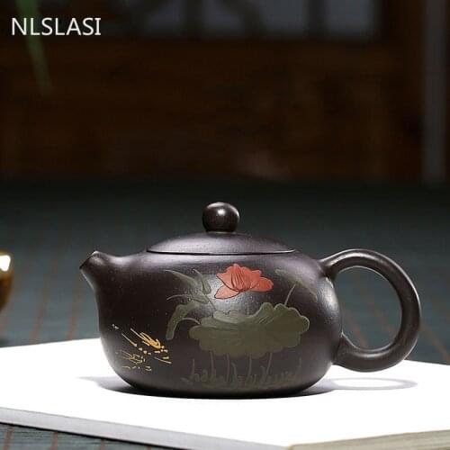 WSHYUFEI Yixing Purple sand xi shi teapot handmade zisha tea pot ore Purple mud kettle Tea set 188 ball hole filter 160ml