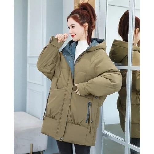 2021 New Winter Jacket Womens Parkas Hooded Overcoat Casual Long Coat Cotton Padded Parka Warm Female Jackets Outwear Clothing