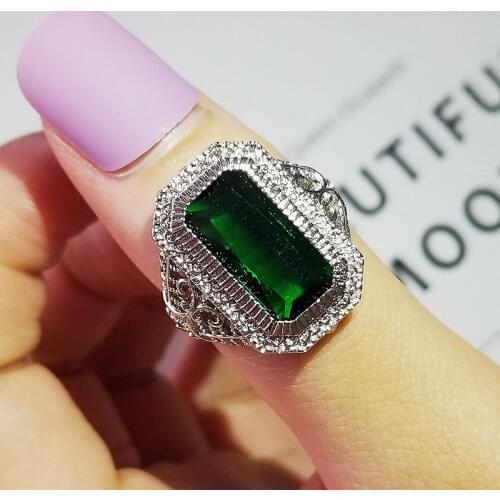 2021 new luxury green color 925 sterling silver engagement ring for women lady anniversary gift jewelry wholesale R5462