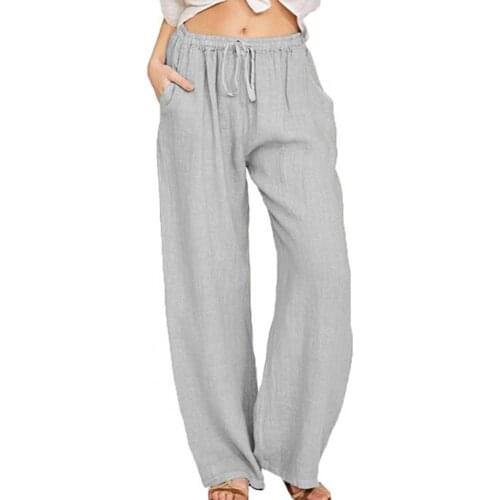 Autumn Women Pants Solid Color Pockets Thin Pants Solid Color Women Middle Waist Trousers Sports Long Ankle Banded Pants