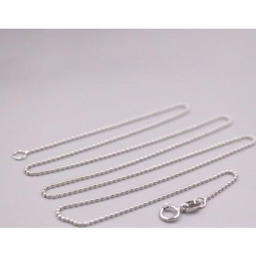 Pure 18K White Gold Necklace Women Gift 1mm Small Beads Link Chain Necklace 2g / 18inch