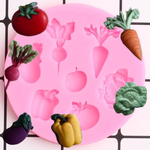 Vegetable Fruit Radish Tomato Eggplant Cabbage Silicone Mold DIY Fondant Cake Decorating Tools Candy Chocolate Gumpaste Mould