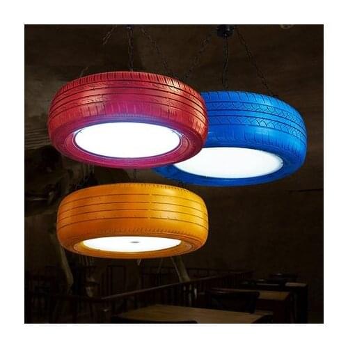 Loft Style Retro Color Rubber Tyre Droplight LED Pendant Light Fixtures Dining Room Hanging Lamp Vintage Industrial Lighting