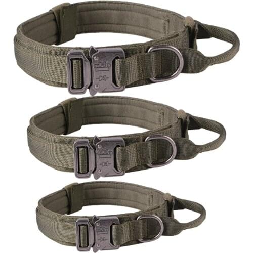Dog Collar Adjustable Nylon Dog Collar Heavy Duty Metal Buckle with Handle for Dog Training