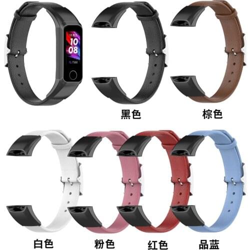 Fashion Leather Watch Band For Huawei Honor Band 4 5i Replacement Bracelet Strap watchband with silver buckle Sports Wristbands