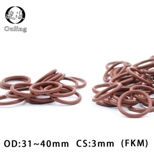 3PCS/lot Fluorine rubber Ring Brown FKM O ring Seal OD31/32/33/34/35/36/37/38/39/40*3mm Rubber O Ring Seal Oil Ring Fuel Gaskets