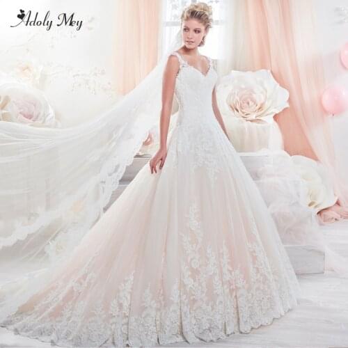 Adoly Mey Romantic Sweetheart Neck Backless A-Line Wedding Dresses 2020 Luxury Beaded Appliques Court Train Bride Gown Plus Size