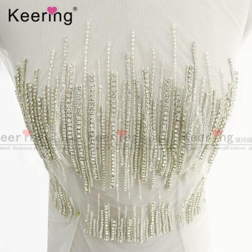 Hand-made pearl beads embroidery designs Dress Patch For Wedding Dress WDP-248