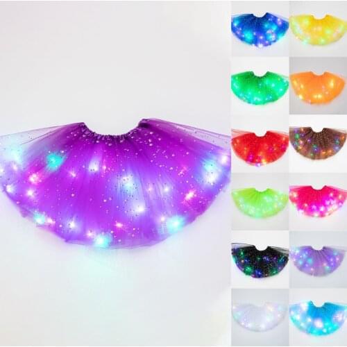 SAGACE Fashion skirt womens LED light 3-layer star mesh poncho skirt Ballerina Skirt Adult mini skirts 2021cosplay