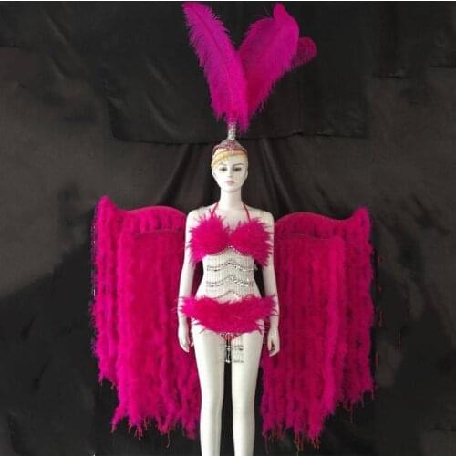 Custom sexy stage festival clothing coachella dance women carnival rave outfit gogo dancer feather costume
