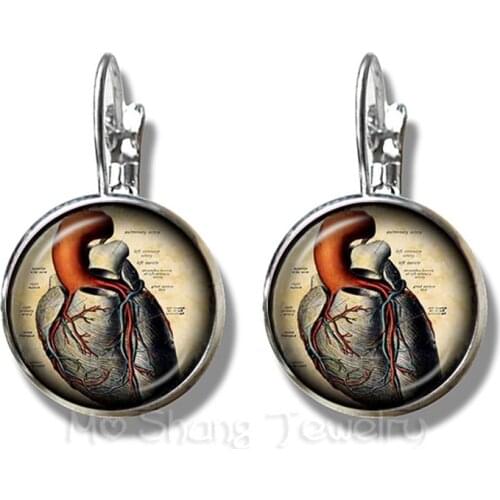 Human Anatomy Brain Earrings 16mm Glass Cabochon Weird Cool Science Doctor Earrings Organ Creative Gifts