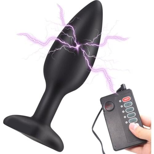 Electric Shock Buttplug Bum Shock E-Stim Silicone Anal Plug Speculum Anus Dilator Prostate Massage Therapy Medical Themed Toys