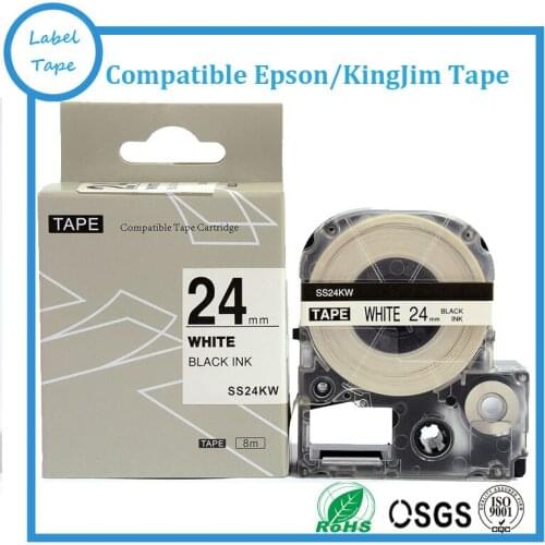 Compatible 24mm black on white SS24KW for tepra and labelworks printer