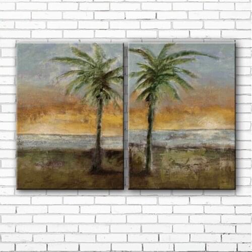 Mediterranean sea coconut tree beach scenery canvas printings oil painting printed on canvas home wall art decoration picture