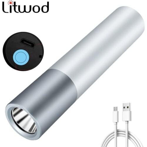 Retractable Zoom Mobile Power Mini LED Flashlight USB Charging 3 Lighting Mode Waterproof Flashlight Stylish Portable Set for Ni