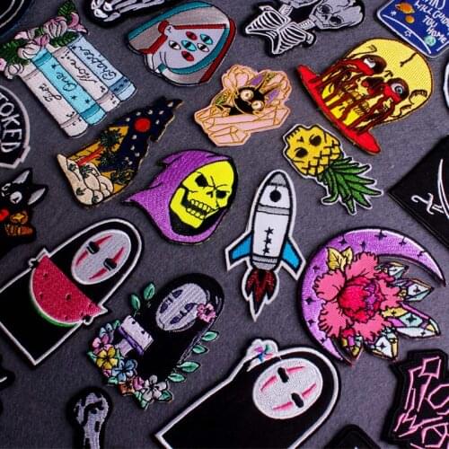 Japan Anime Patch Man Embroidered Patches For Clothing Badge Iron On Patches On Clothes Jacket Embroidery Patch Stripes Applique