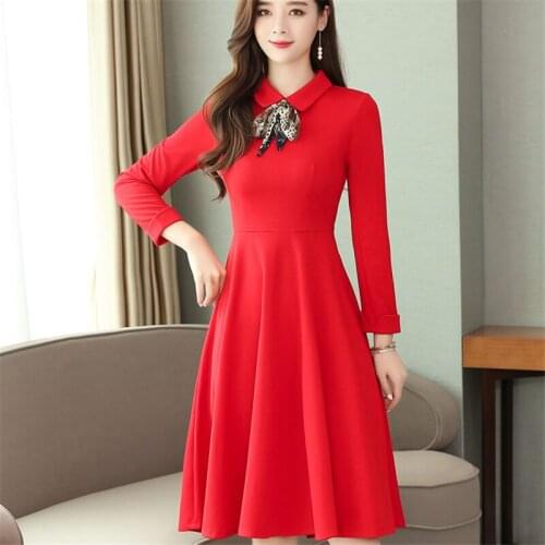 Red and Black Long Dress Summer Autumn charming Long Sleeve Spring Elegant Retro Maxi Boho Dress Women