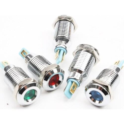 10pcs 10mm Concave head LED Metal Indicator light 10mm waterproof Signal lamp 6V 12V 24V 220v red yellow blue green white