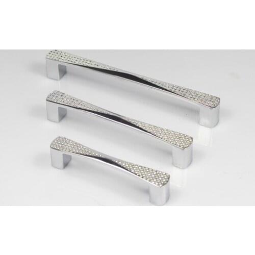 10Pcs Clear Crystal Handle with Zinc Alloy Chrome Metal Part(C.C.. 96 MM L:104MM)) SIZE C