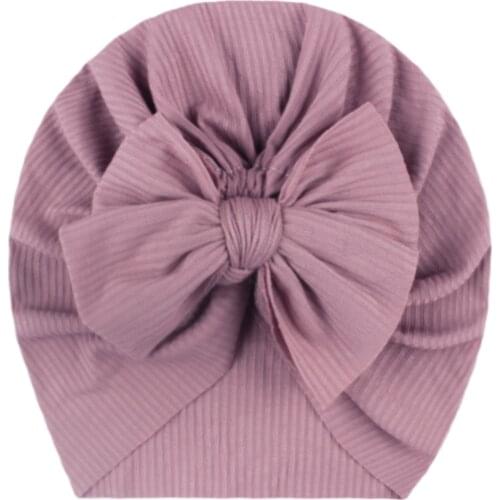 3# 2021 Baby Accessories Newborn Baby Turban Bow Knot Head Wrap Infant Cotton Beanie Hat Winter Warm Cap Solid Baby Shower Props