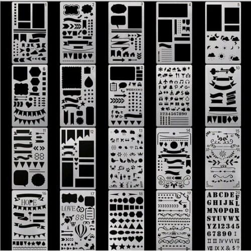 3pcs DIY painting template Handbook album lace ruler decoration tool A6 size 20 selection