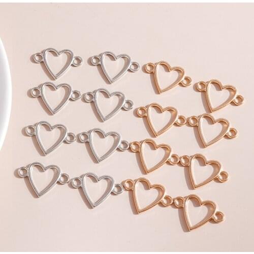 20pcs 25*17mm Hollow Love Heart Charms Connector for DIY Making Bracelets Necklaces Pendants Handmade Jewelry Accessories