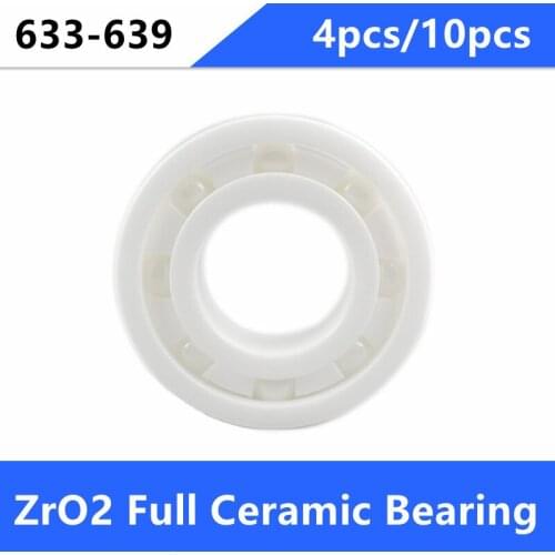 4pcs/10pcs 633 634 635 636 637 638 639 Zirconia ceramic bearing zro2 full Ceramic ball bearing