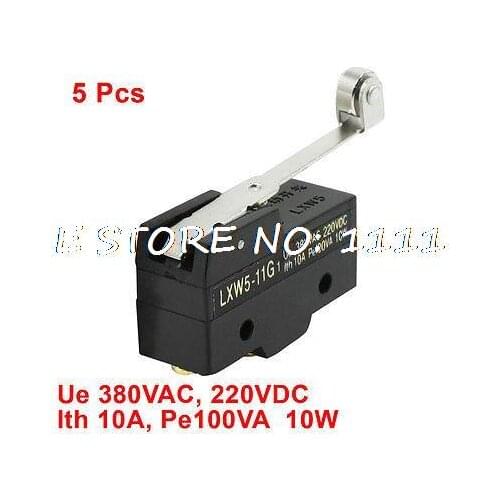5 Pcs LXW5-11G1 NO NC Short Roller Hinge Lever AC DC Micro Limit Switch