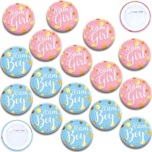 60-Piece Gender Display Pin Boy and Team Girl Button Pin Baby Shower Button Pink Button for Baby Party Party Supplies