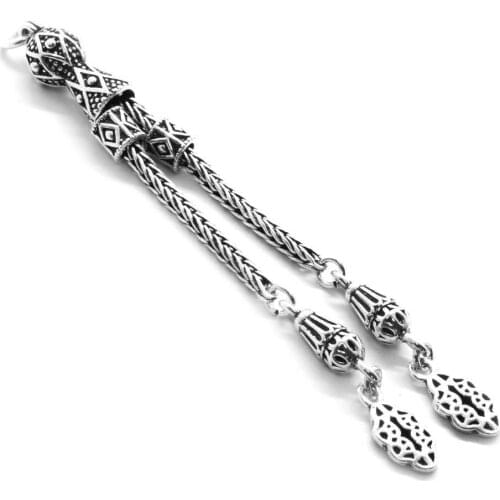 Tesbihane Anatolian Motif Thick Fox Tail 925 Sterling Silver Tassel