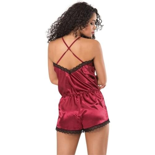 Arkasi çapraz İpli Bordo Tek parça Saten Derin Yaka 1057