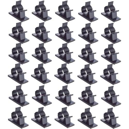 30 Pcs Black Clips Self Adhesive Backed Nylon Adjustable Cable Clips Adhesive Cable Management Drop Wire Holder for Car DVR 0810