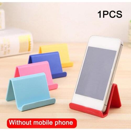 1PC Small Portable Mobile Phone Holder Plastic Lazy People Desktop Tablet Stand Business Card Holding Base Random Color