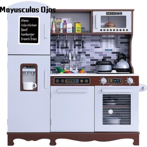 Childrens Kitchen Set Cooking Girl Simulation Kitchenware Play House Toy Wooden Birthday Gift