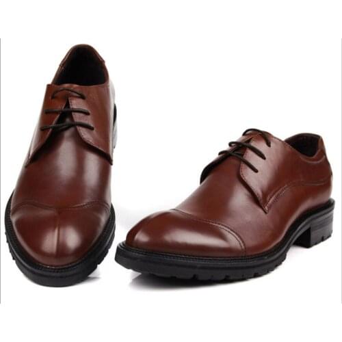 European version, the first layer of cowhide business dress shoes for men, British thick sole