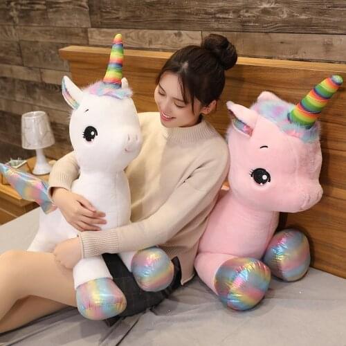 Giant Size Unicorn Plush Toy Soft Stuffed Cartoon Unicorn Dolls Animal Horse Birthday Gift