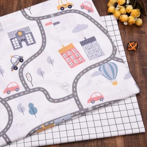 Cartoon Car Cotton Fabric DIY Sewing Craft Patchwork Quilting Fat Quarter Tecido Clothes Tilda For Baby Sheet Home Textiles