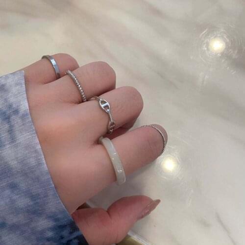 Five-piece French Simple Retro Design Geometric Hollow Ring Female Small Fresh Personality Fashion Trend Wild Ring