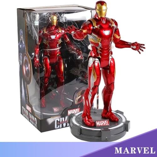 Marvel 14 Inch cm Iron Man Toy Pvc Action Figure Collectible Model With Light Vengers Figure Model [Movable Joints]