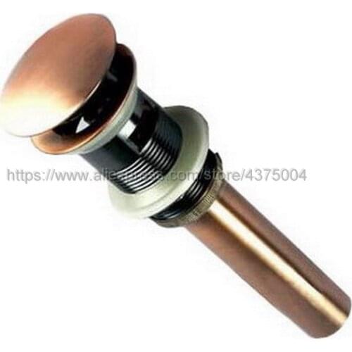Red Copper Antique Drain Bath Basin Overflow Hole Sink Tap Push Button Pop up Waste Plug Slotted Kitchen Sinks Drains Nsd027