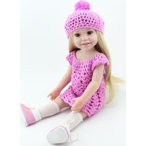 45cm 18 Inch Full Body Silicone Soft Vinyl Princess Girl Doll Cute Realistic Baby Birthday Gift Girls Toys For Birthday Gift