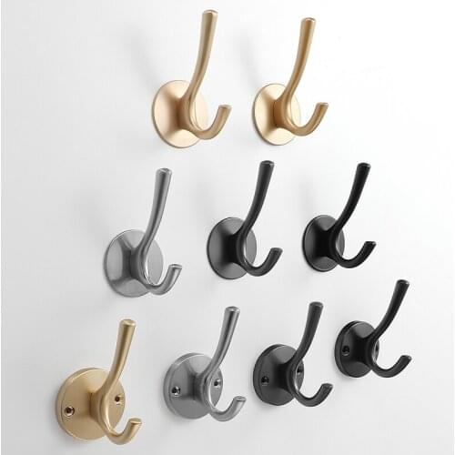 Metal Zinc Wall Hook Gold Black Silver Hotel Apartment Home Clothes Hat Bag Bathroom Towel Hook Hanger Holder Hardware