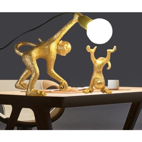 NORDIC SIMPLE STYLE RESIN CUTE NAUGHTY MONKEYS TABLE LAMP MODERN LED HOME LOFT BEDROOM BEDSIDE HOME DECOR DESK LIGHT R3779